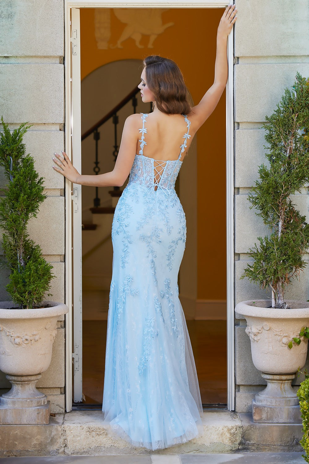 Lace Shoulder Straps Sweetheart Mermaid Dress