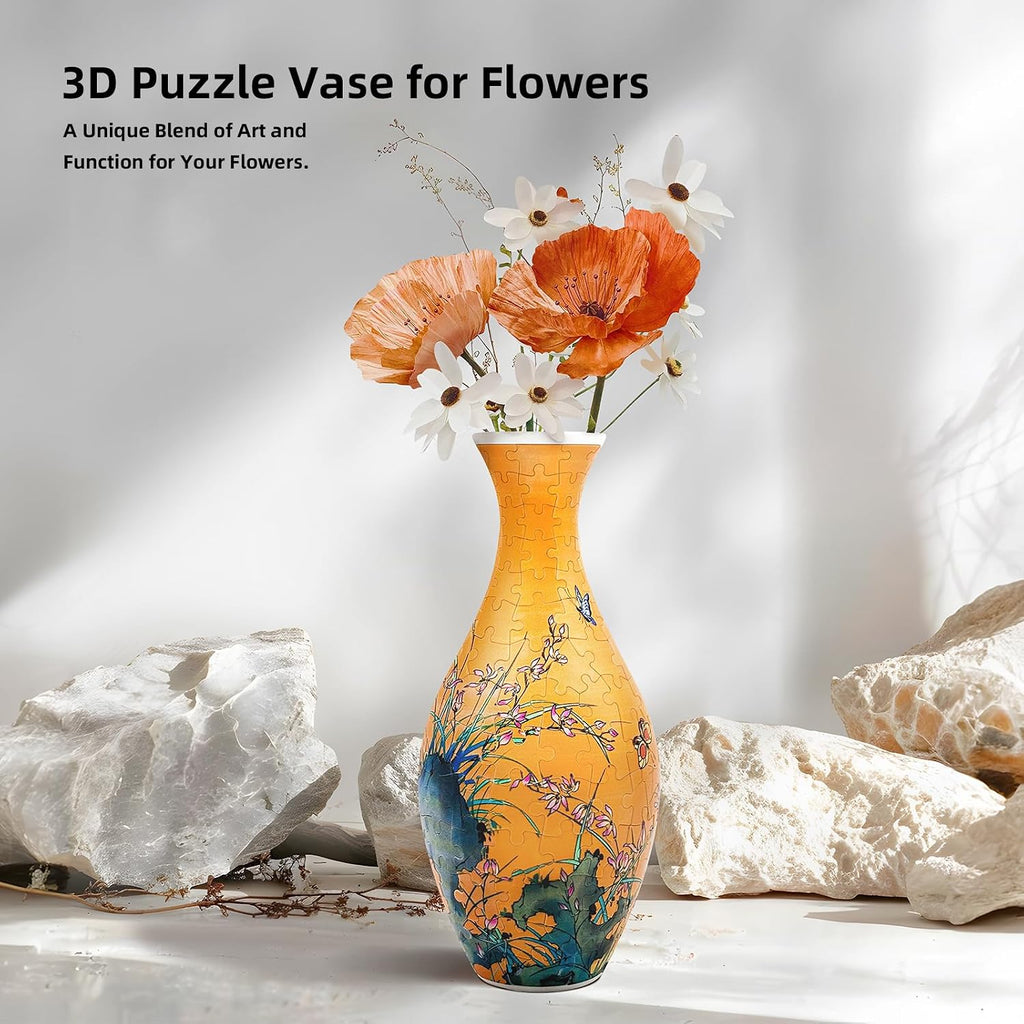 3D Puzzle Vase for Adults, 160-Piece DIY Flower Vase Puzzle and home decor