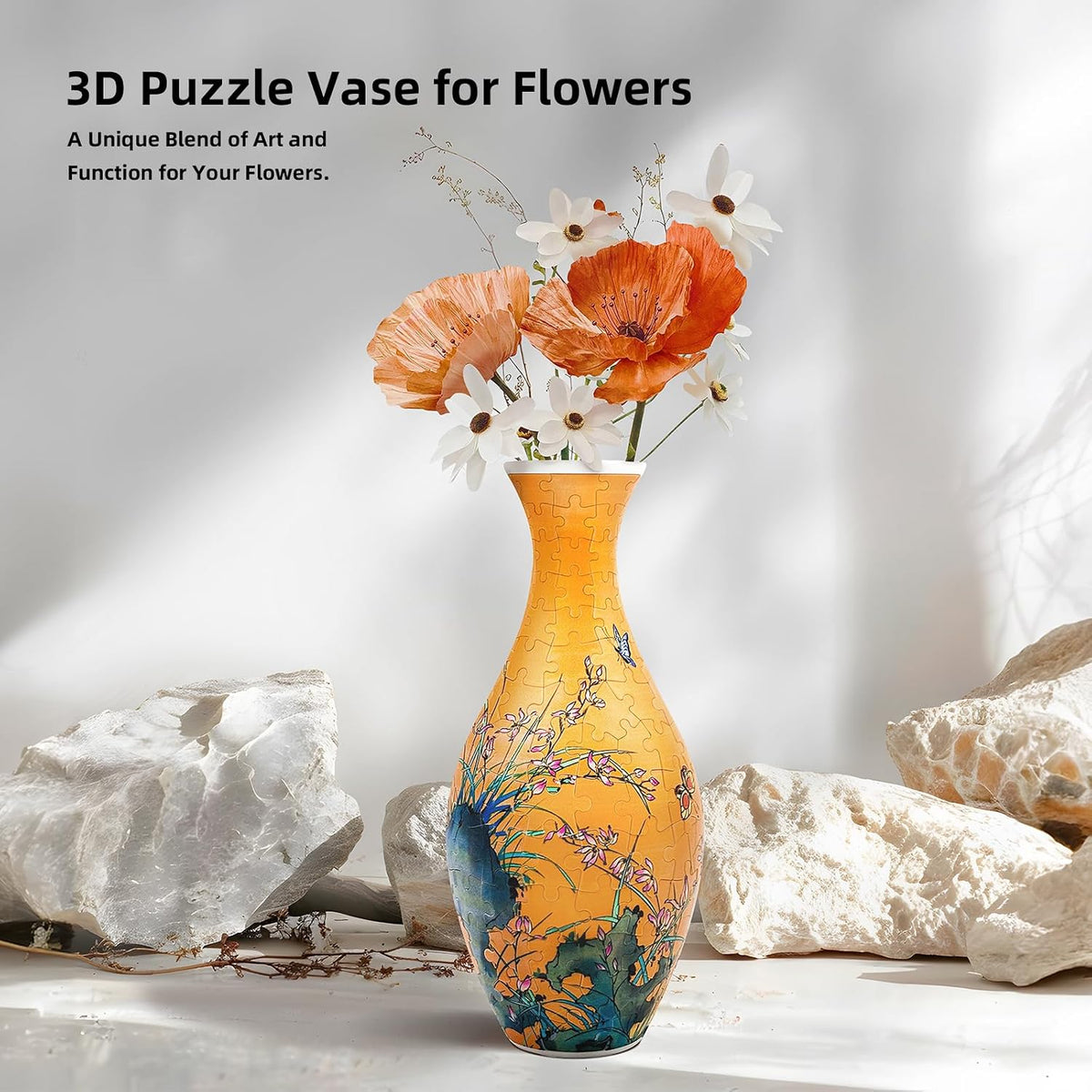 3D Puzzle Vase for Adults, 160-Piece DIY Flower Vase Puzzle and home decor