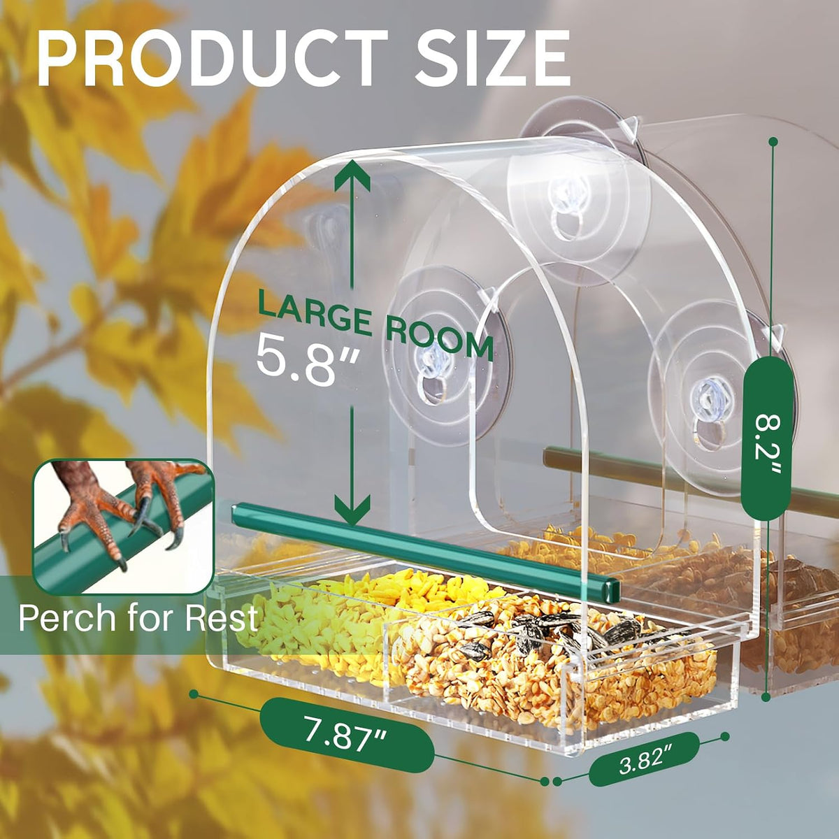 SUNALLY Window Bird Feeder Outdoors.