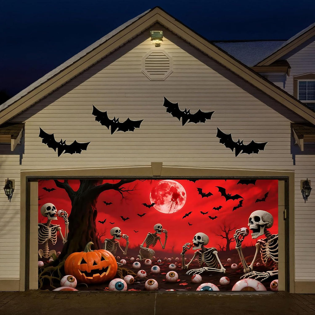 7 × 16 Ft Halloween Garage Banner, Halloween Garage Wall Decorations,