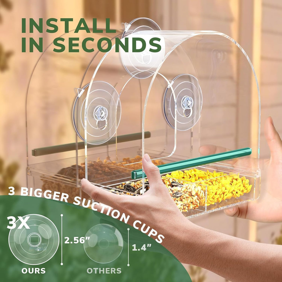 SUNALLY Window Bird Feeder Outdoors.