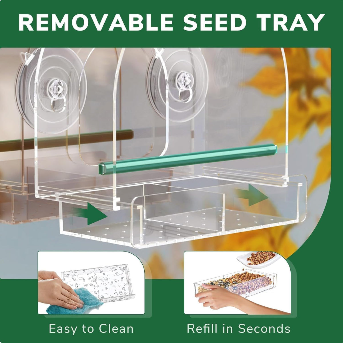 SUNALLY Window Bird Feeder Outdoors.