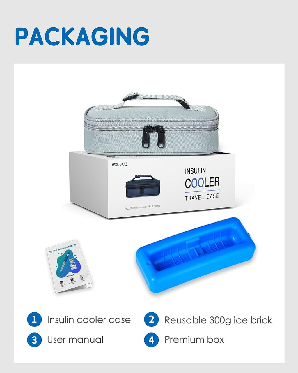 Insulin Vial Cooler Travel Case TSA Approved 300g Reusable Ice Brick Insulin Pen Case Holds 2 Pens and 2 Vials Long Lasting Medicine Cooler for Travel Camping and Outdoor Activities (Black))