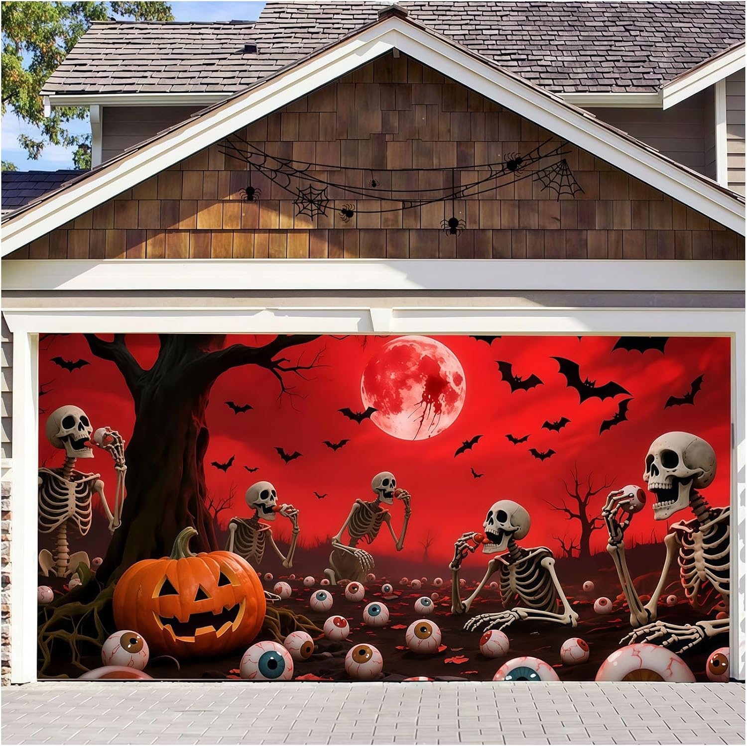 7 × 16 Ft Halloween Garage Banner, Halloween Garage Wall Decorations,