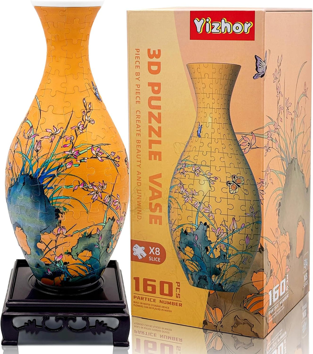 3D Puzzle Vase for Adults, 160-Piece DIY Flower Vase Puzzle and home decor