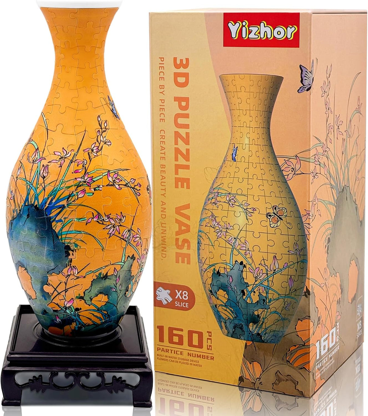 3D Puzzle Vase for Adults, 160-Piece DIY Flower Vase Puzzle and home decor