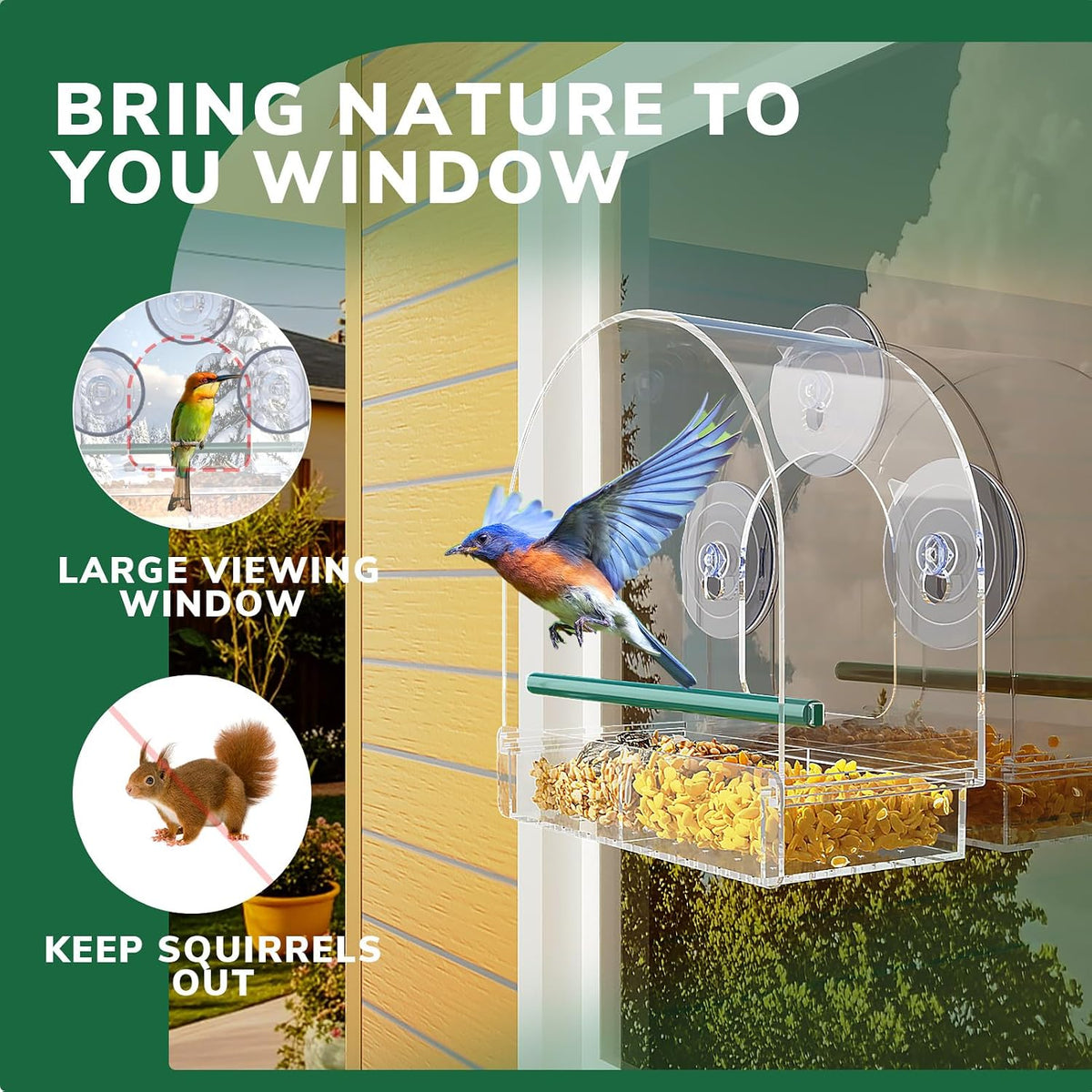 SUNALLY Window Bird Feeder Outdoors.